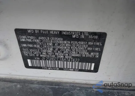 2010 Subaru Forester 2.5X Premium z USA, uszkodzony, nr VIN JF2SH6CC2AH747422